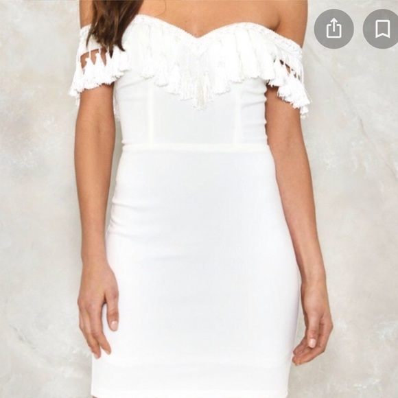 white tassel mini dress